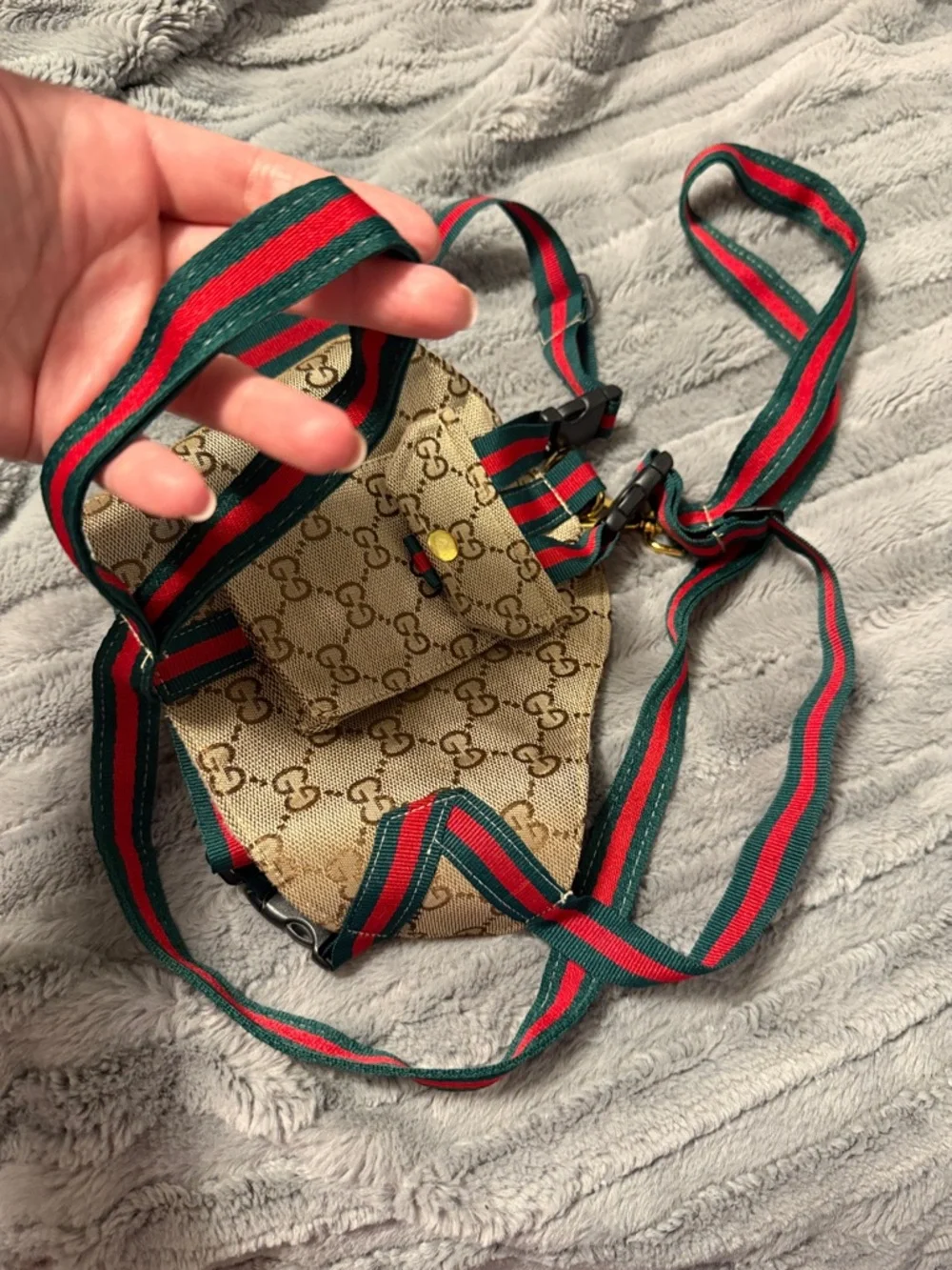 Tan and Green Small Pet Harness and Leash Set